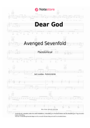 Noten, Akkorde Avenged Sevenfold - Dear God