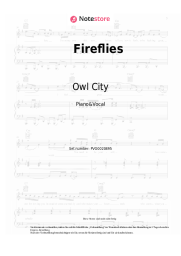 Noten, Akkorde Owl City - Fireflies