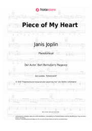 Noten, Akkorde Janis Joplin - Piece of My Heart