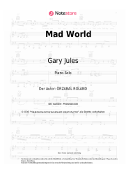 Noten, Akkorde Gary Jules - Mad World