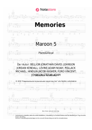 Noten, Akkorde Maroon 5 - Memories