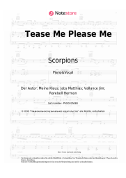 Noten, Akkorde Scorpions - Tease Me Please Me