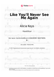 Noten, Akkorde Alicia Keys - Like You'll Never See Me Again