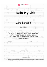 Noten, Akkorde Zara Larsson - Ruin My Life