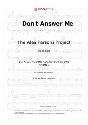 Noten, Akkorde The Alan Parsons Project - Don't Answer Me