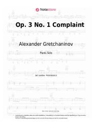 Noten, Akkorde Alexander Gretchaninov - Op. 3 No. 1 Complaint