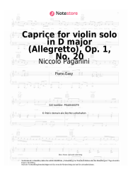 Noten, Akkorde Niccolo Paganini - Caprice for violin solo in D major (Allegretto), Op. 1, No. 20 