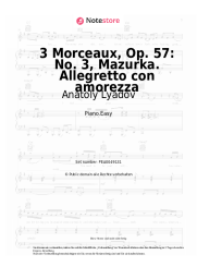Noten, Akkorde Anatoly Lyadov - 3 Morceaux, Op. 57: No. 3, Mazurka. Allegretto con amorezza