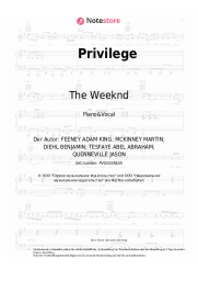 Noten, Akkorde The Weeknd - Privilege