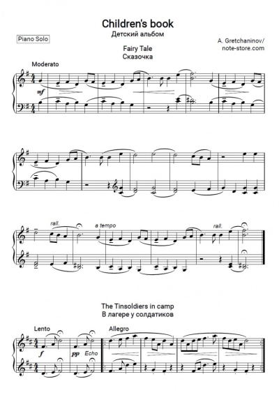 Noten, Akkorde Alexander Gretchaninov - Детский альбом