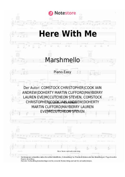 Noten, Akkorde Marshmello, Chvrches - Here With Me