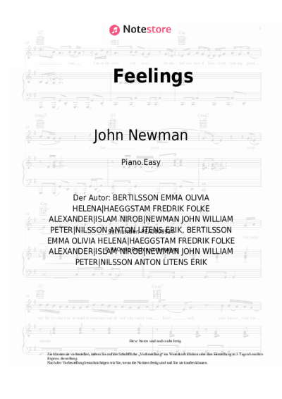 Noten, Akkorde John Newman - Feelings