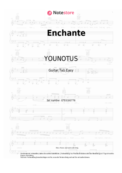 Noten, Akkorde YOUNOTUS, Willy William - Enchante