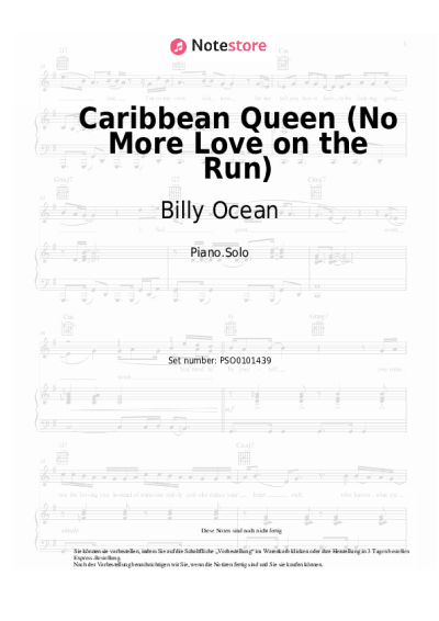 Noten, Akkorde Billy Ocean - Caribbean Queen (No More Love on the Run)