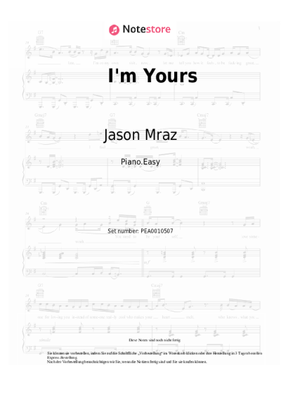 Noten, Akkorde Jason Mraz - I'm Yours
