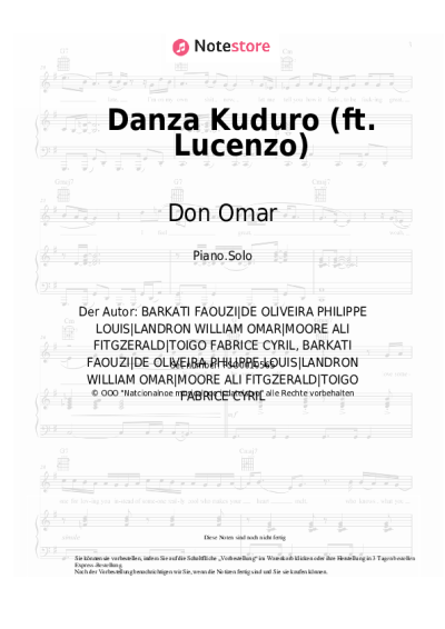 Noten, Akkorde Don Omar - Danza Kuduro (ft. Lucenzo)