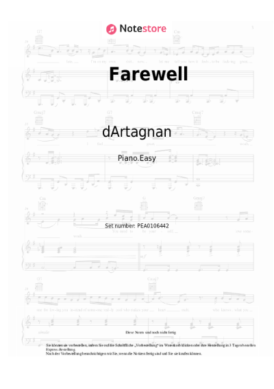 Noten, Akkorde dArtagnan, Patty Gurdy - Farewell