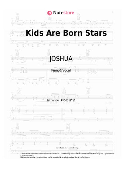 Noten, Akkorde JOSHUA - Kids Are Born Stars