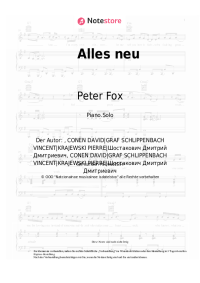 Noten, Akkorde Peter Fox - Alles neu
