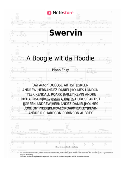 Noten, Akkorde A Boogie wit da Hoodie, 6ix9ine - Swervin