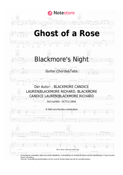 Noten, Akkorde Blackmore's Night - Ghost of a Rose