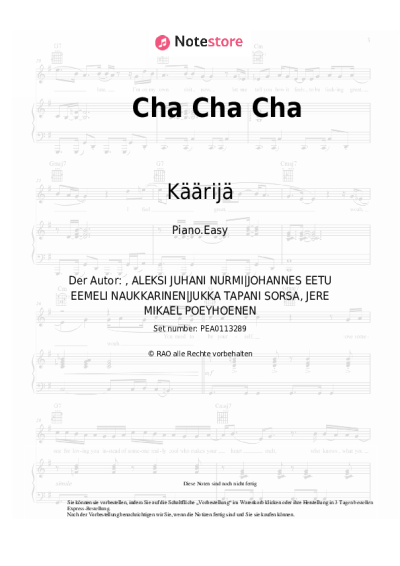 Noten, Akkorde Käärijä - Cha Cha Cha