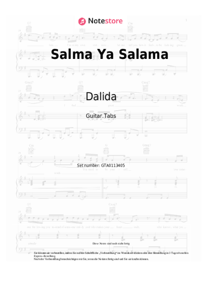 Noten, Akkorde Dalida - Salma Ya Salama