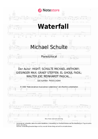 Noten, Akkorde Michael Schulte, R3hab - Waterfall