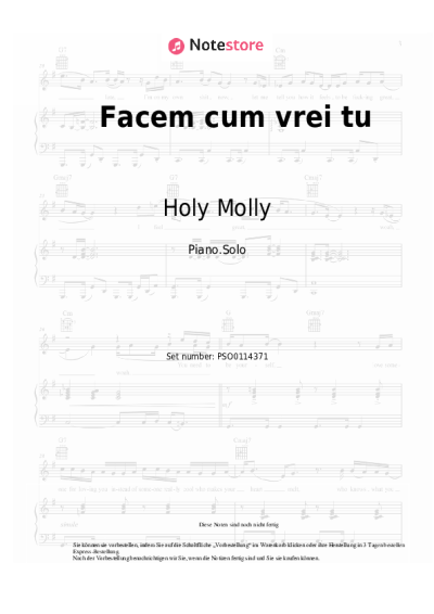 Noten, Akkorde Holy Molly - Facem cum vrei tu