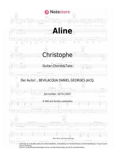 Noten, Akkorde Christophe - Aline