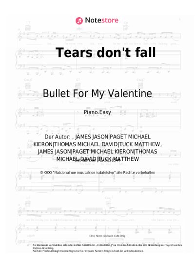 Noten, Akkorde Bullet For My Valentine - Tears don't fall