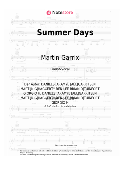 Noten, Akkorde Martin Garrix, Macklemore, Fall Out Boy - Summer Days