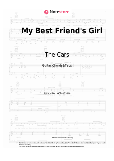 Noten, Akkorde The Cars - My Best Friend's Girl
