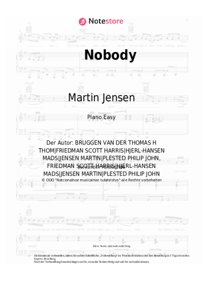Noten, Akkorde Martin Jensen, James Arthur - Nobody