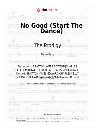 Noten, Akkorde The Prodigy - No Good (Start The Dance)
