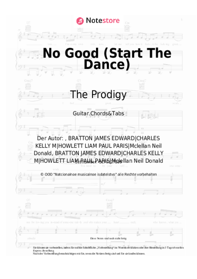 Noten, Akkorde The Prodigy - No Good (Start The Dance)