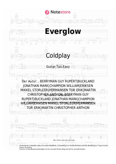 Noten, Akkorde Coldplay - Everglow