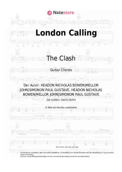 Noten, Akkorde The Clash - London Calling