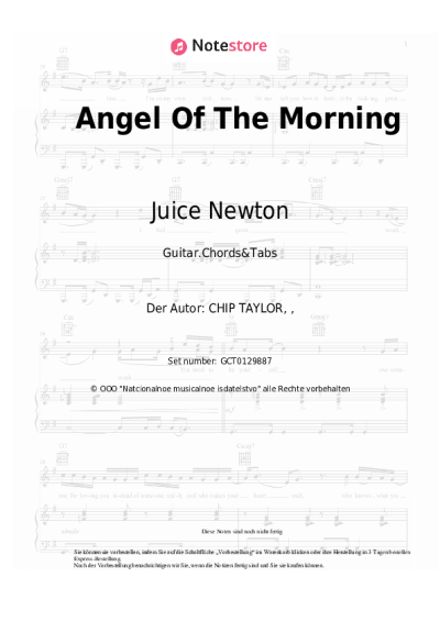 Noten, Akkorde Juice Newton - Angel Of The Morning
