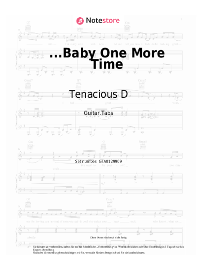 Noten, Akkorde Tenacious D - ...Baby One More Time