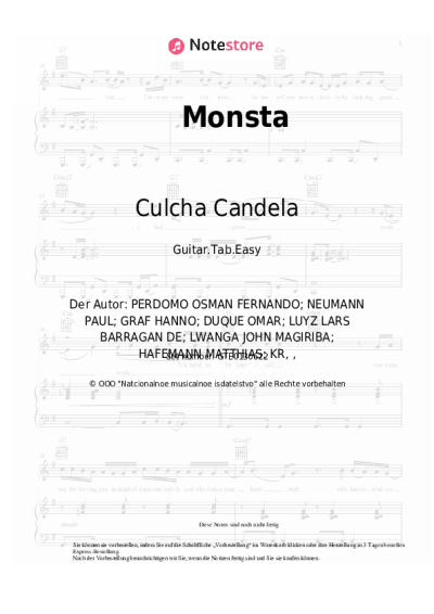 Noten, Akkorde Culcha Candela - Monsta