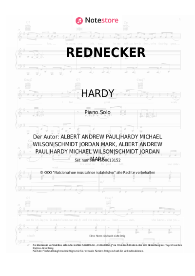 Noten, Akkorde HARDY - REDNECKER