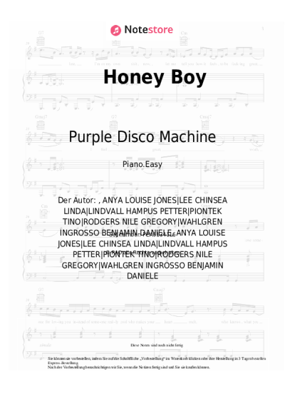 Noten, Akkorde Purple Disco Machine, Benjamin Ingrosso, Nile Rodgers, Shenseea - Honey Boy