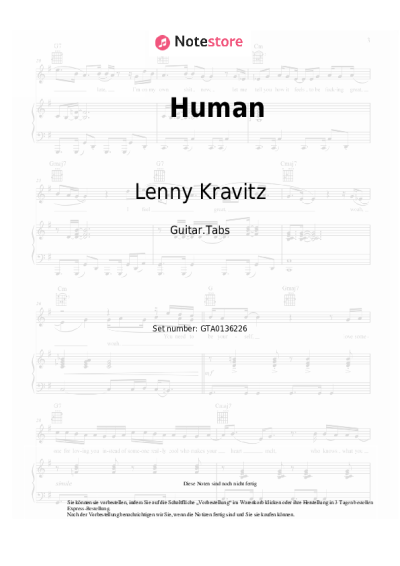 Noten, Akkorde Lenny Kravitz - Human