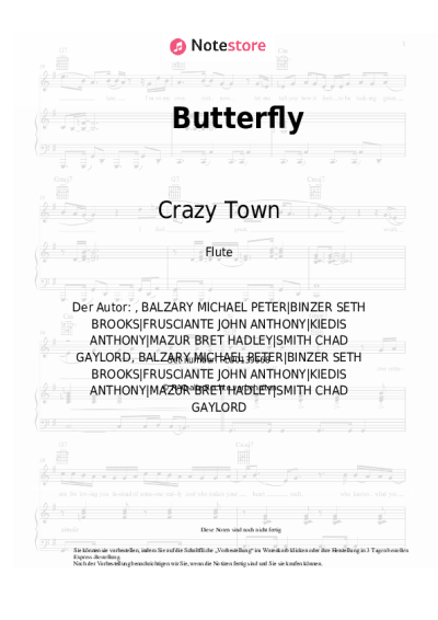 Noten, Akkorde Crazy Town - Butterfly
