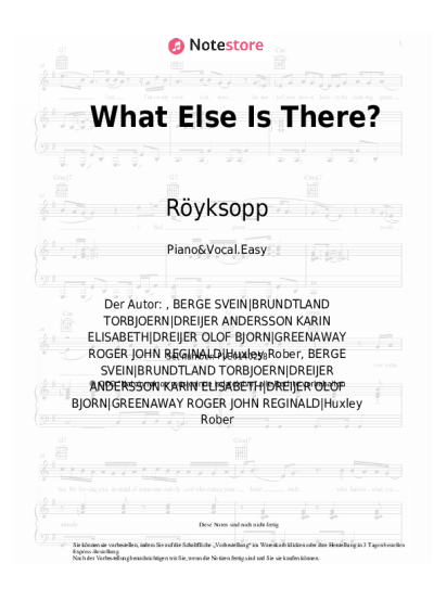 Noten, Akkorde Röyksopp - What Else Is There?