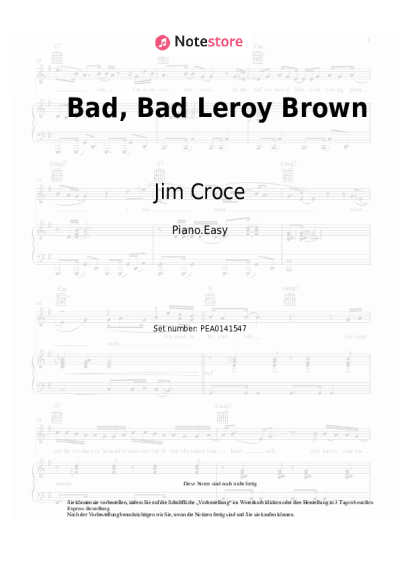 Noten, Akkorde Jim Croce - Bad, Bad Leroy Brown