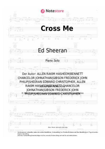 Noten, Akkorde Ed Sheeran, PnB Rock, Chance the Rapper - Cross Me