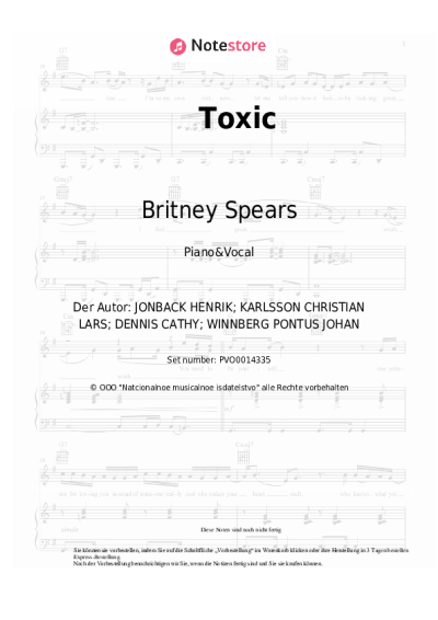 Noten, Akkorde Britney Spears - Toxic