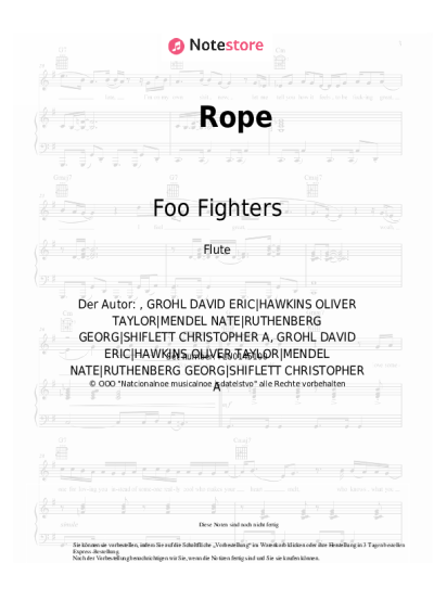 Noten, Akkorde Foo Fighters - Rope